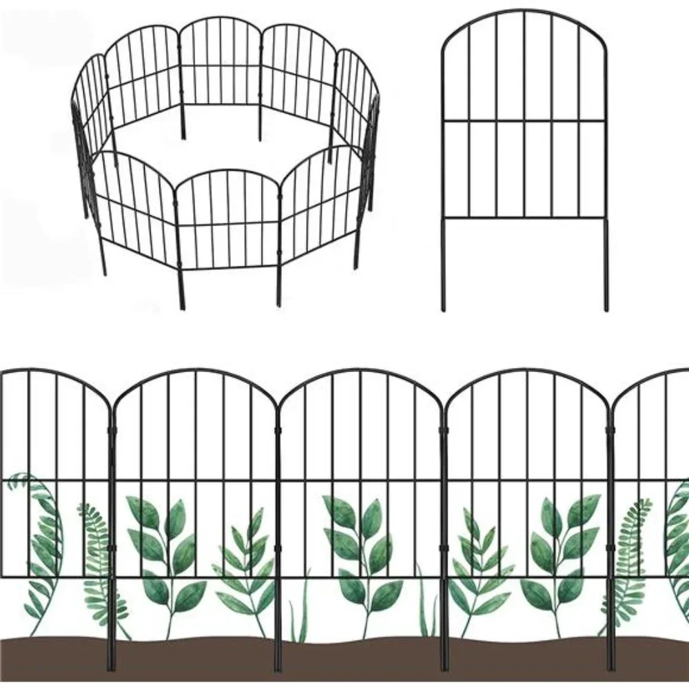 Garden Fence No Dig Fencing 10 Panels, 10ft (L) x 24in (H) Rustproof Metal Wire
